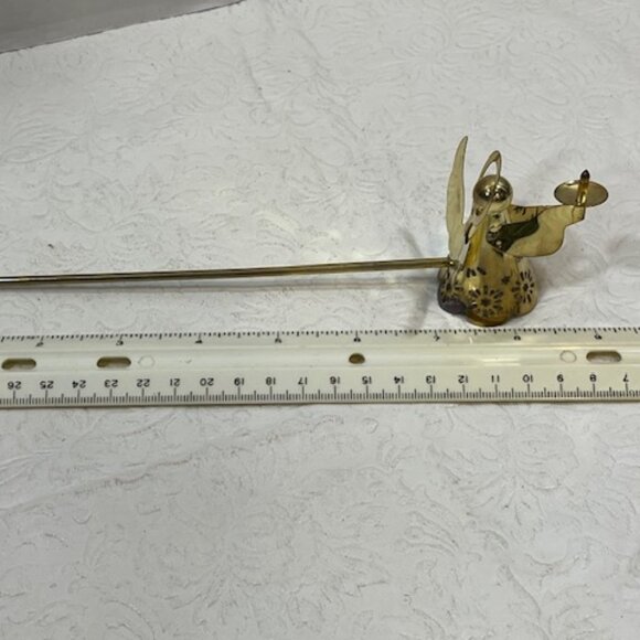 VTG Brass Metal Long Handle Angel Holiday Christmas Candle Snuffer 9" Long - Picture 14 of 14